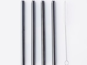 set van 4 korte cocktailrietjes uit rvs zwart met reinigingsborstel 14cm set van 4 korte cocktailrietjes uit rvs zwart met reinigingsborstel 14cm