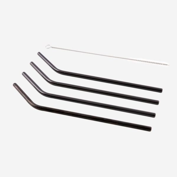 set van 4 cocktailrietjes uit rvs zwart set van 4 cocktailrietjes uit rvs zwart
