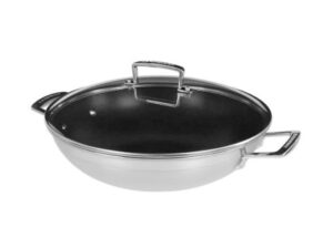 Le Creuset - RVS wok met anti-aanbaklaag en glazen deksel 30cm 4,8l Le Creuset - RVS wok met anti-aanbaklaag en glazen deksel 30cm 4,8l