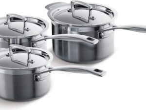 Le Creuset - RVS set van 3 steelpannen, 16cm / 18cm / 20cm Le Creuset - RVS set van 3 steelpannen, 16cm / 18cm / 20cm