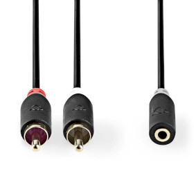 Nedis - Stereo-Audiokabel 2x RCA Male | 3,5 mm Female | Verguld | 1.00 m | Rond Nedis - Stereo-Audiokabel 2x RCA Male | 3,5 mm Female | Verguld | 1.00 m | Rond