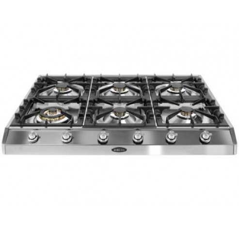 BORETTI PGK96IXBE Tussenbouwgaskookplaat 6 pits 90cm inox BORETTI PGK96IXBE Tussenbouwgaskookplaat 6 pits 90cm inox