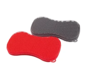 Dotz schuurspons uit silicone grijs of rood 13x8cm Dotz schuurspons uit silicone grijs of rood 13x8cm