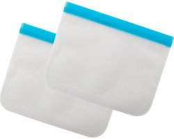 Dotz set van 2 herbruikbare vershoudzakken uit Peva blauw 1.3L Dotz set van 2 herbruikbare vershoudzakken uit Peva blauw 1.3L