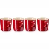 Le Creuset - Aardewerken set mokken per 4 in Metallic Cerise 0,35l