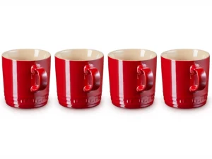 Le Creuset - Aardewerken set mokken per 4 in Metallic Cerise 0,35l Le Creuset - Aardewerken set mokken per 4 in Metallic Cerise 0,35l