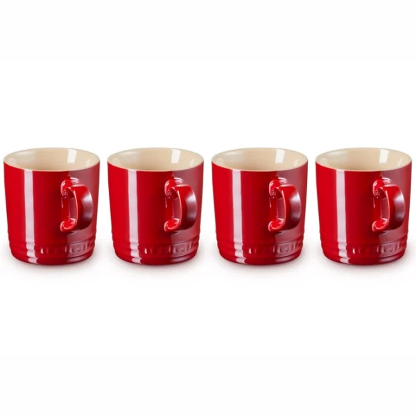 Le Creuset - Aardewerken set mokken per 4 in Metallic Cerise 0,35l Le Creuset - Aardewerken set mokken per 4 in Metallic Cerise 0,35l
