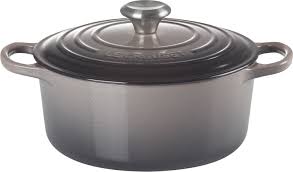 LE CREUSET - Stoofpan Rond in Geëmailleerd Gietijzer 24cm flint LE CREUSET - Stoofpan Rond in Geëmailleerd Gietijzer 24cm flint