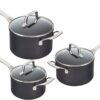 LE CREUSET - Set van 3 Steelpannen met Glazen Deksel