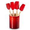 LE CREUSET - Silicone Set met 4 Premium Spatels in Spatelpot Kersenrood