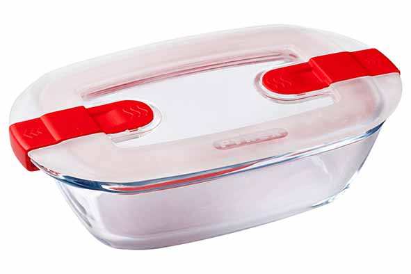 COOK & HEAT OVENSCHOTEL RECHTHOEKIG 0,4L 17X10XH5CM MET KUNSTSTOF DEKSEL PYREX