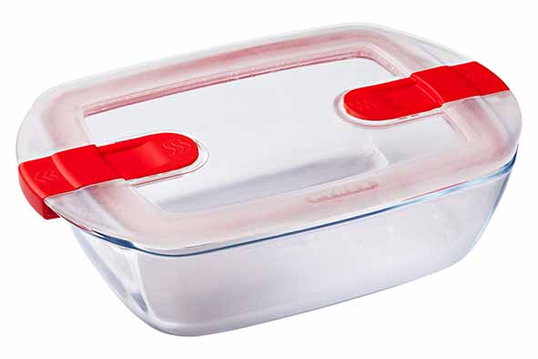 COOK & HEAT OVENSCHOTEL RECHTHOEKIG 1,1L 23X15XH6CM MET KUNSTSTOF DEKSEL PYREX