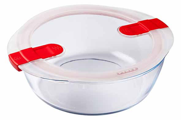 COOK & HEAT OVENSCHOTEL ROND 2,3L 26X23XH8CM MET KUNSTSTOF DEKSEL PYREX