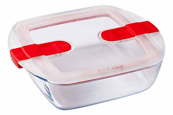 COOK & HEAT OVENSCHOTEL VIERKANT 1L 20X17XH6CM MET KUNSTSTOF DEKSEL PYREX