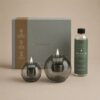 Tenderflame set van 2 kaarsen Globus 10 en 15 uit glas grijs