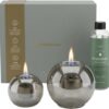 Tenderflame set van 2 kaarsen Globus 10 en 15 uit glas grijs