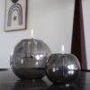 Tenderflame set van 2 kaarsen Globus 10 en 15 uit glas grijs