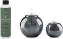 Tenderflame set van 2 kaarsen Globus 10 en 15 uit glas grijs